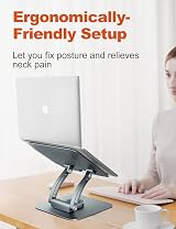 tounee Adjustable Laptop Stand 360° Rotating Base Aluminum 10-16 inch Gray view 3