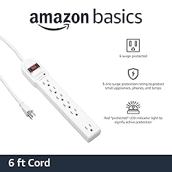 Amazon Basics Rectangular 6-Outlet Surge Protector