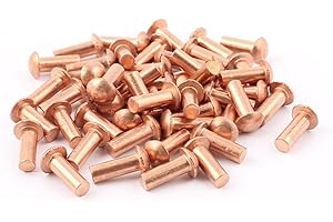 uxcell a15091700ux0419 50 Pcs 3/16" D 9/16" L Shank Round Head Copper Solid Rivets Fasteners