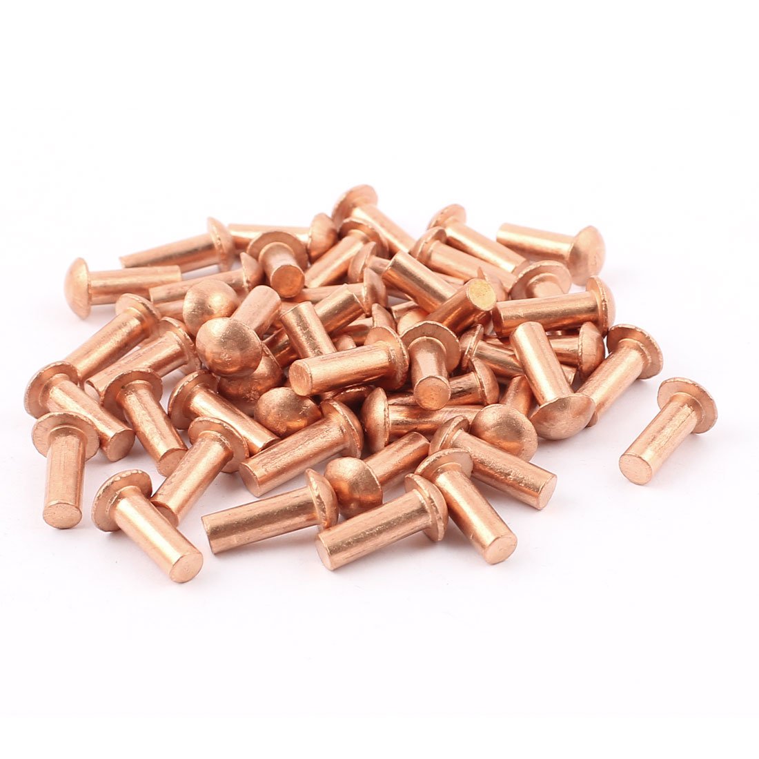 uxcell a15091700ux0419 50 Pcs 3/16" D 9/16" L Shank Round Head Copper Solid Rivets Fasteners