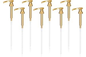 Zopeal 8 Pieces Coffee Syrup Pump Dispenser Fits 750ml/25.4oz Bottles, Skinny Syrup Pump for Coffee Flavoring, Creamers, Caramel, Beverages, Kitchen Cafe Bar Drinking Mixes Food Dispenser(Gold)