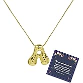 Bubble Letter Necklace For Women, Dainty Balloon Initial Necklaces 14k Gold Plated Chain Pendant Alphabet Necklaces Charm Simple Gift Jewelry