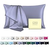 Mulberry Silk Pillowcase for Hair and Skin Pillow Case with Hidden Zipper Soft Breathable Smooth Cooling Silk Pillow Covers for Sleeping (Grayish Blue, King(20"X 36"))