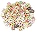 Ship From USA--HipGirl Assorted Buttons--Fabric Covered Buttons, Wood Printed Buttons or Rhinestone Buttons (Pack of 52g 7/8" About 100pc Heart Wood Buttons-Mixed--Color May Vary))