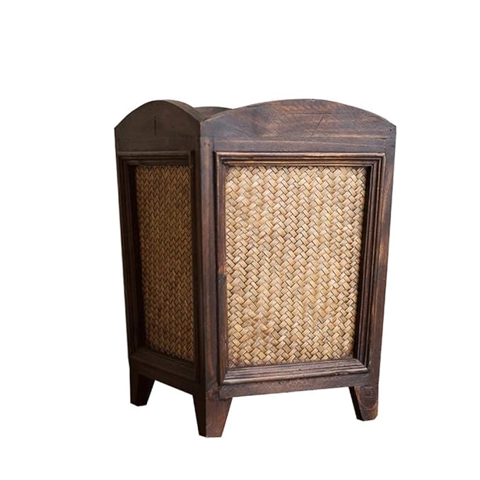 Haushalts-Mülleimer, Kreatives Bambusholz-Offenes Büro-Wohnzimmer-Abfall, 5L (Color : Brown)