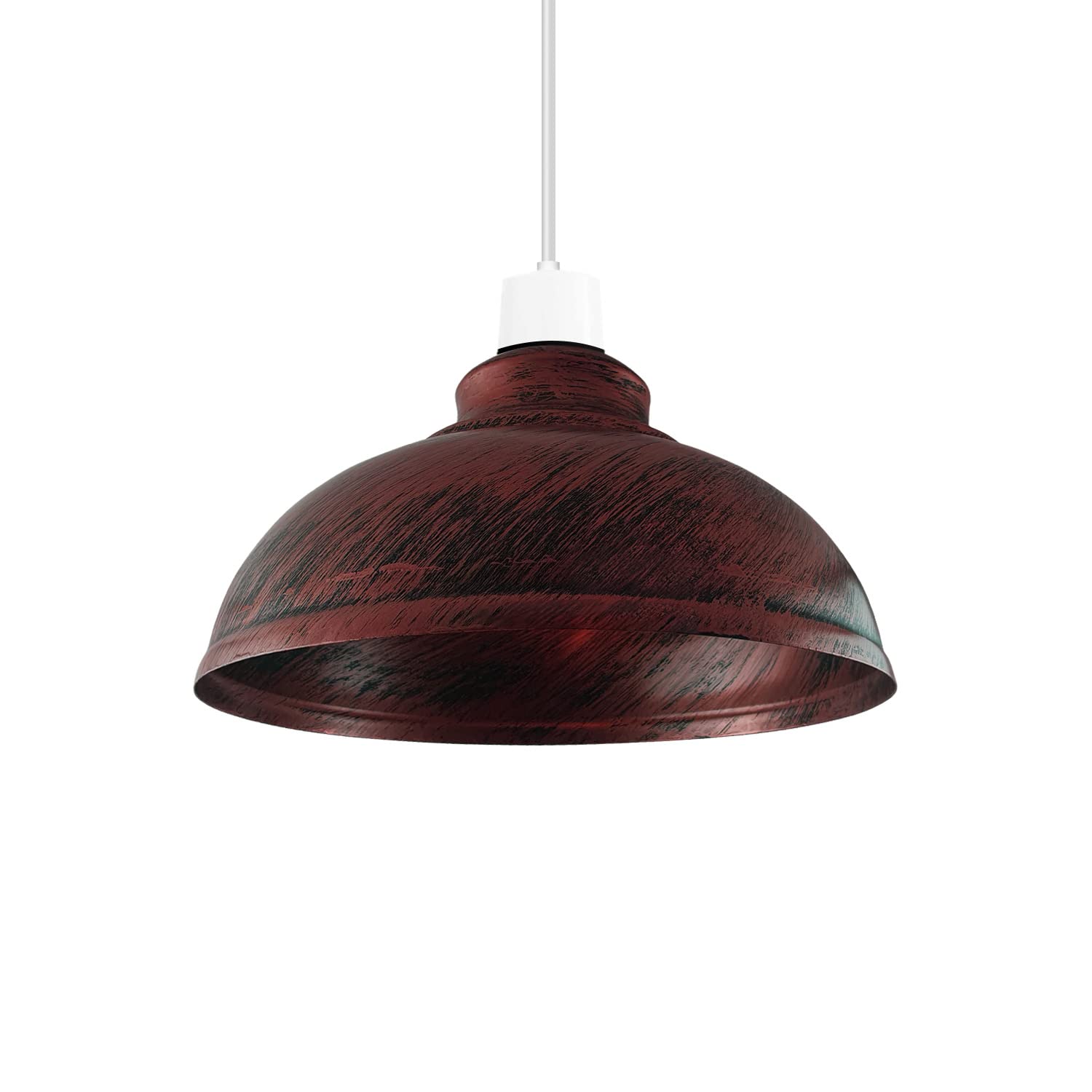 LEDSONE Retro Rustic Red Metal Ceiling Lampshade 29cm Easy Fit Modern Hanging Pendant Lightshade for Bedroom Dining Room Hallway Office Industrial Kitchen Restaurant Bar
