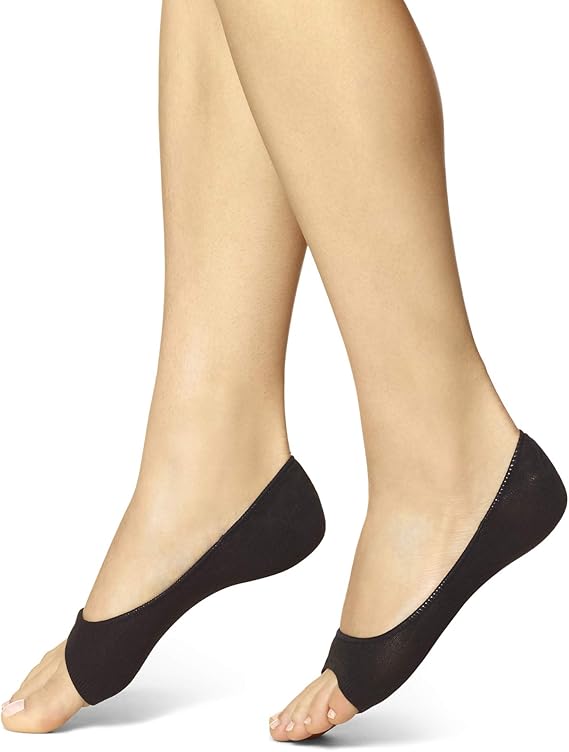 No Nonsense Women's Open Peep Toe Liner Socks, black, One Size, 410