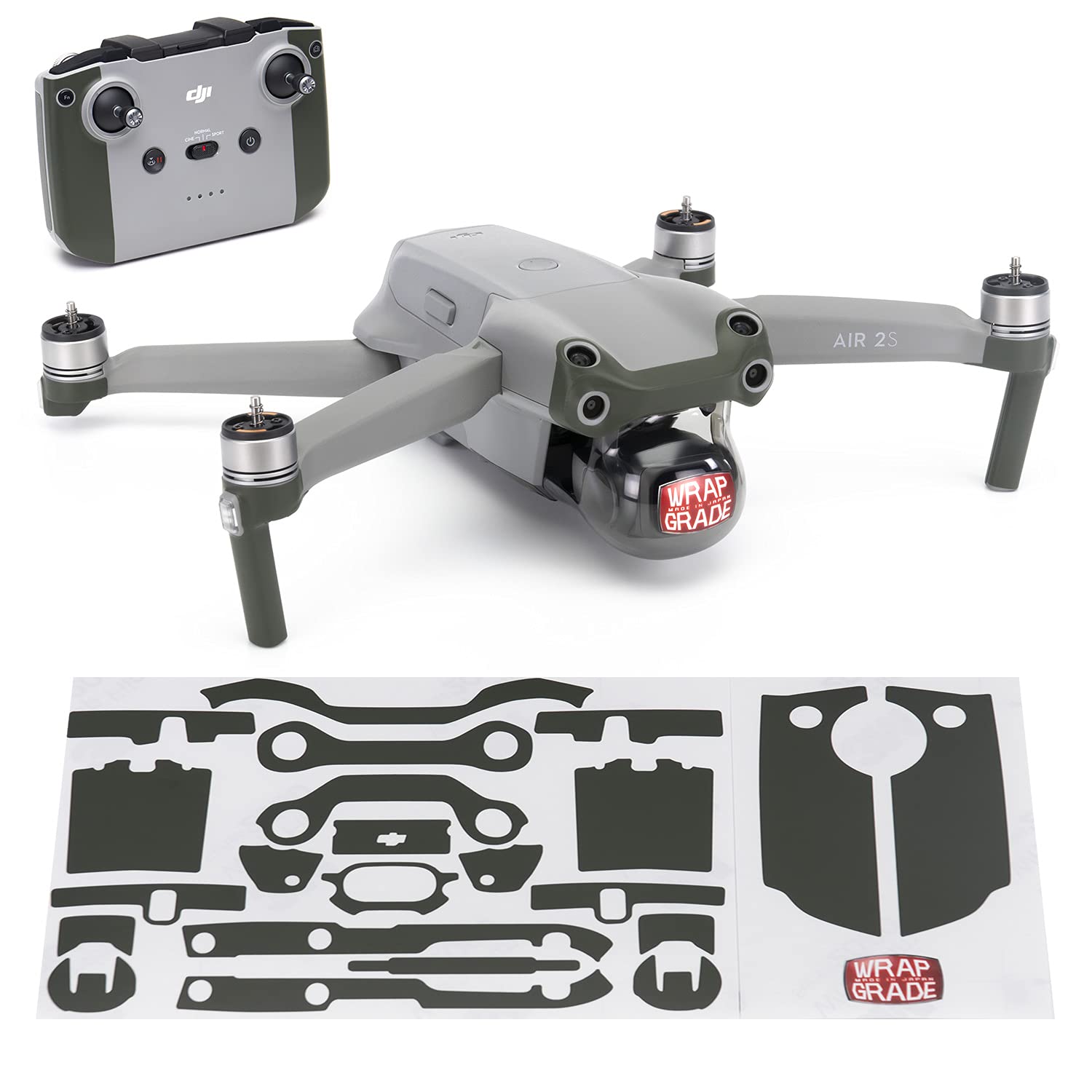 Wrapgrade Skin Compatible with DJI Air 2S | Accent Color A (ARMY GREEN)