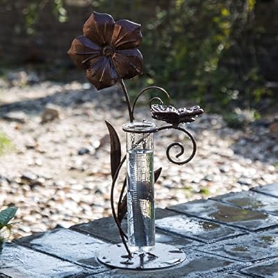 A Ting Garden Decorative 7 Metal Glass Rain Gauge Butterfly
