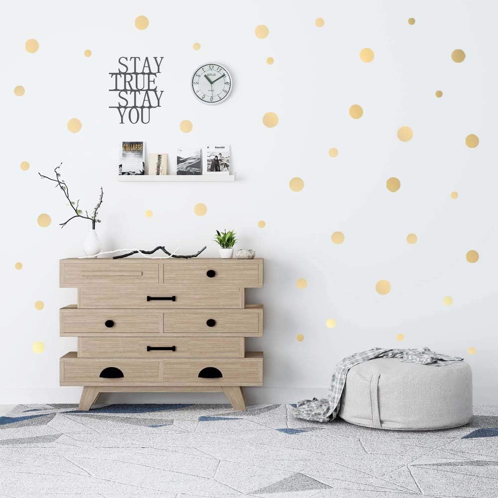 Dot Wall Decals, H2MTOOL 312 PCS Gold Circle Wall Stickers for Kids Room Decor (Gold, 312 pcs)