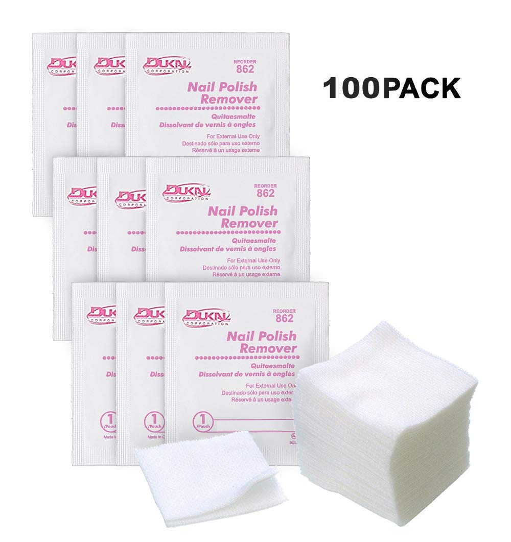 Dukal Nail Polish Remover Pads. Pack of 100 Acetone Free Remover Wipes. 2-ply Saturated Pads. Cleansing Pads. Nail Wipes. Effective and Easy to Use. Individually Packaged. : Beauty