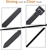 JQKX Cable Ties Black 300mm 7.6mm 70kg UL PA66 100pcs UV Resistant Heavy Duty view 4