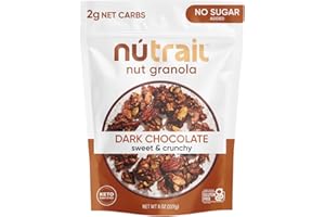 NuTrail Nut Granola Cereal, Dark Chocolate, No Sugar Added, Keto, Low Carb, Gluten Free, Grain Free, Healthy Breakfast 8 oz. 1 Count