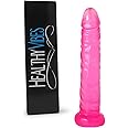 Healthy Vibes Slim Beginner Dildo - Small Dildo with Vein Texture Perfect for First-Time Users - Free-Standing Base - Experiment with Anal Play - TPR, Latex and Phthalate Free - Pink - 5.5" x 1"