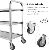 Nisorpa 3 Tier Stainless Steel Catering Trolley 750x400x835MM with Locking view 4
