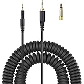 Fezzlo M50x Cable Coiled AUX Cord Compatible with Audio-Technica ATH-M40x ATH-M60x ATH-M70x Headphone with 6.35mm(1/4 inch) Adapter 4.2ft to14ft