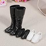 Littlekelly 3 Pairs of Doll Shoes for Barbie Boyfriend Ken Doll, Fit Prince Dolls, 12-inch - Black + White