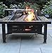 Global Outdoors 34-in Adjustable Leg Square Slate Top Fire Pit with Spark Screen, Weather Resistant Cover and Safety Poker