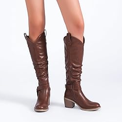 Ruiee Women's Heeled Knee High Boots, Chunky Block