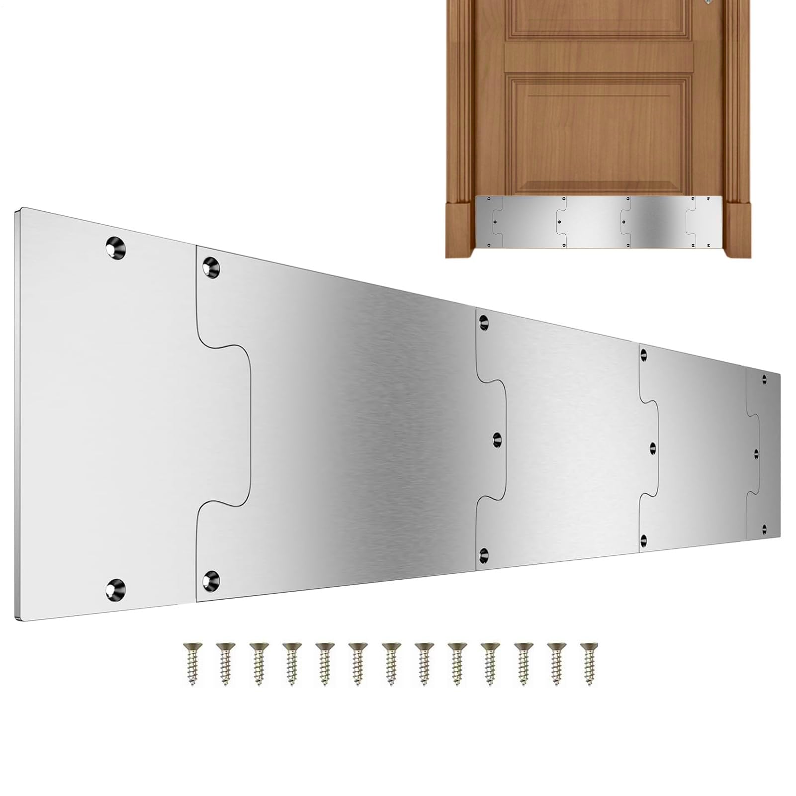 Photo 1 of Door Kick Plate, Aluminum Alloy Heavy-Duty Anti-Scratch Protection for Doors Bottom, Sandblasted Finish Interior/Exterior Use - 5 Pack, Rustproof & Pet-Proof Design (6 * 34in)