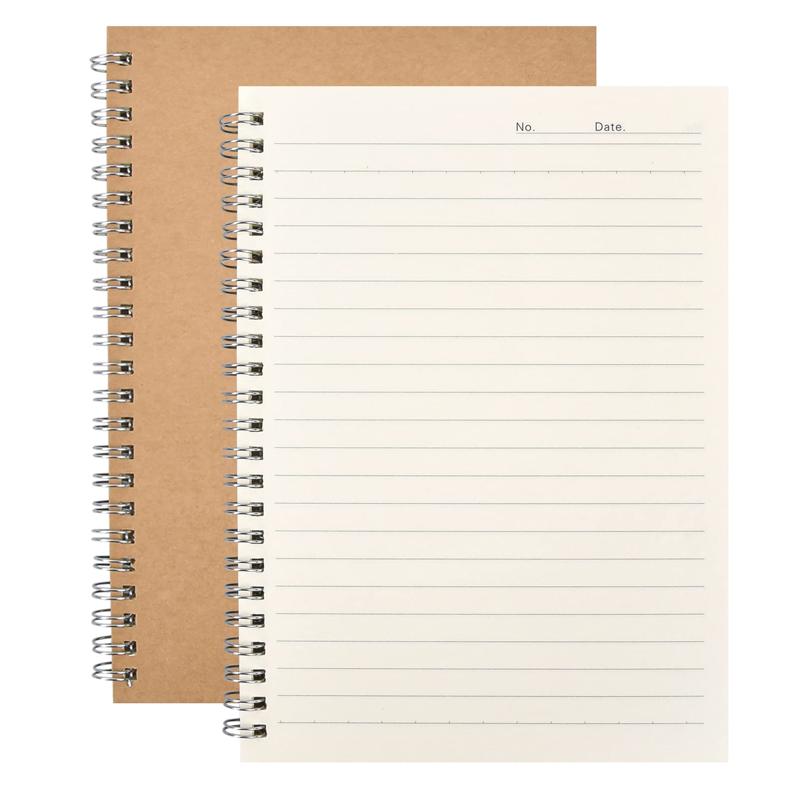 2 Pack Notebook A5, Wirebound Notebooks Journal, Linded Paper Notebook, 100 Pages / 80gsm Planner Notepad, Kraft Cover Memo Notebook for Kids,Women,Girls,Boys,Teenager,Receipes,Maths.Office School