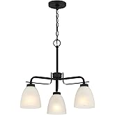 Minka Lavery 4883-66A Kaitlen Frosted Glass Convertible Semi Flush Ceiling Light/Chandelier, 3-Light 180 Total Watts, 19" H x