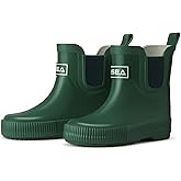 HISEA 100% Natural Rubber Boots for Kids Toddlers Ankle Rain Boots Waterproof Deck Shoes Boys Girls