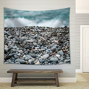 Pebbles on Beach - Fabric Wall Tapestry Home Decor - 51x60 inches