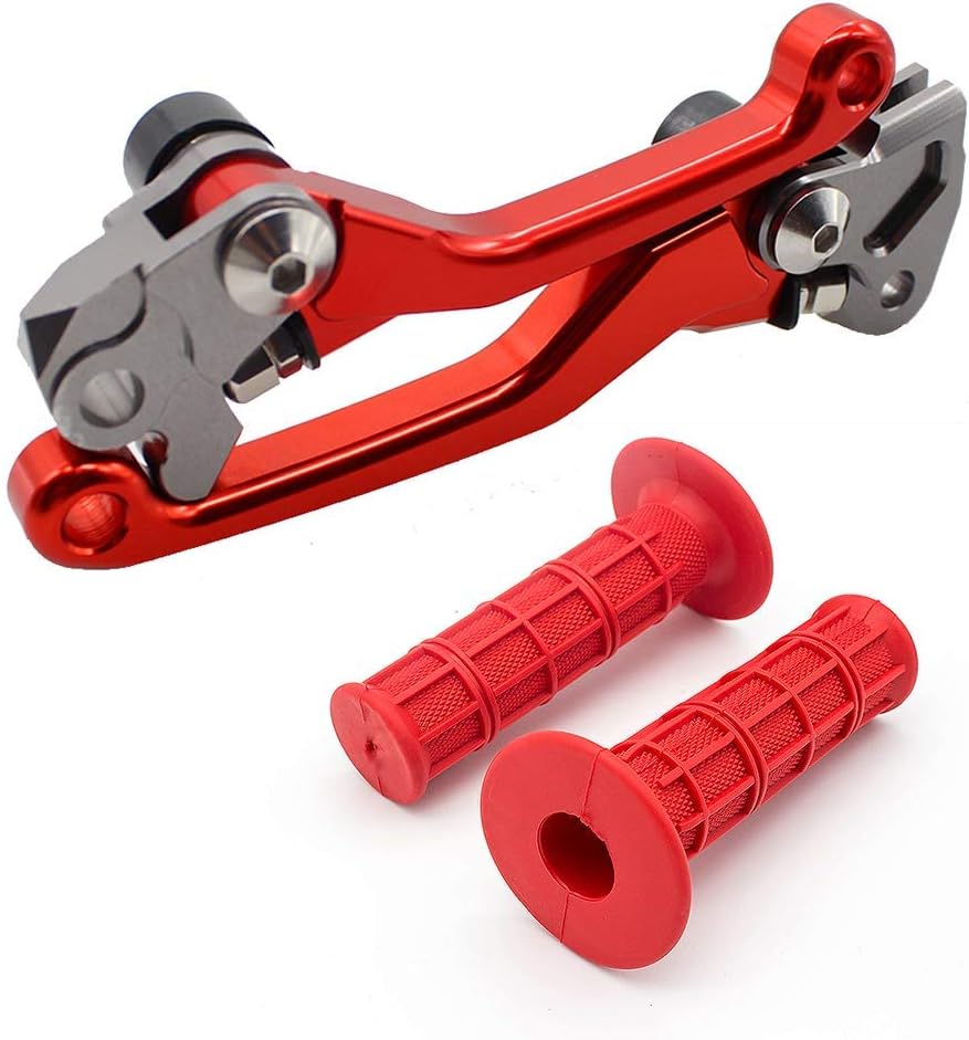 Krace CNC Motorcross Dirt Bike Pivot Brake Clutch Levers Set Fit For Honda CRF150R 2007-2017 w/ 7/8" 22mm Rubber Hand Grips