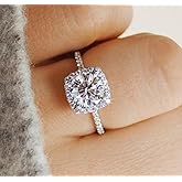 Cuteshop 925 Sterling Silver Zircon Stone Engagement Wedding Band Ring Promise Rings CZ Crystal Engagement Ring (6)