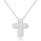KissYan Bubble Cross Necklace for Women, 14K Gold Plated Cubic Zirconia Cross Pendant Necklaces Simple Trendy Faith Jewelry Gifts