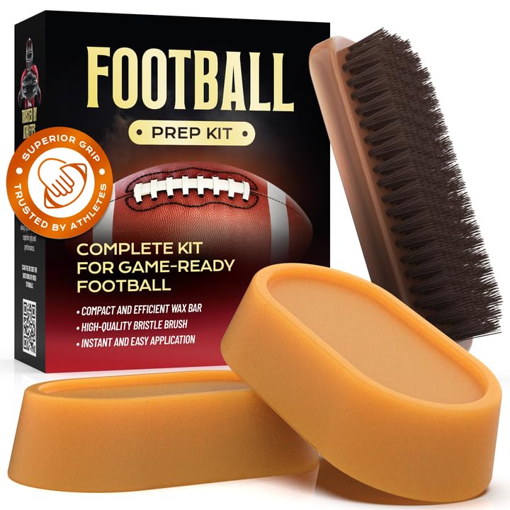 Photo 1 of 3 in 1 Football Prep Kit - for Secure Grip and Improved Tack, Leather Football Wax and Accessories for Professional and Youth Players - with 2 Wax Bars & 1 Brush