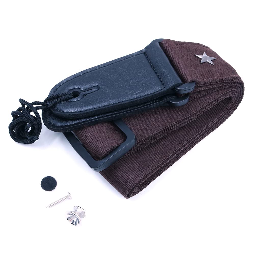 Alnicov 2" Cotton Guitar Strap,Adjustable Cotton Guitar Shoulder Strap for Acoustic Guitar Electric Guitar Bass(Brown)