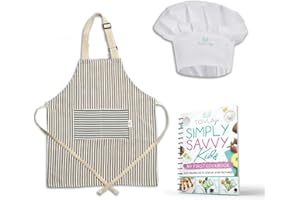 TOVLA JR. Apron Gift Set for Kids with Pocket for Boys and Girls, Comfortable Cotton Canvas for Baking and cooking