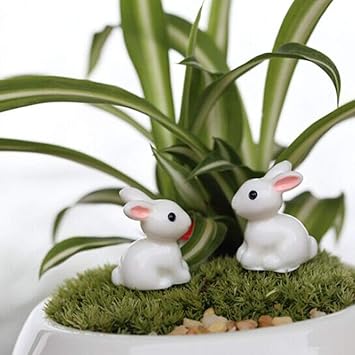 P S Retail Craft Garden PVC Rabbit Miniatures, 2.5x2cm (Multicolour) - Pack of 10