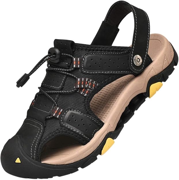 Mens Sandals Waterproof Leather Outdoor NonSlip Breathable Hiking