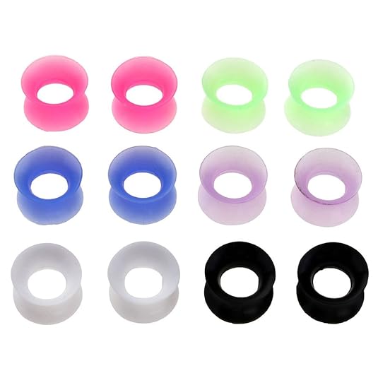 JSDDE Schmuck, 12x Bunt Silikon Flesh Tunnel Ohr Piercing Plug Hoher Rand Flexibel Stopfen Expander Punk Ohrschmuck