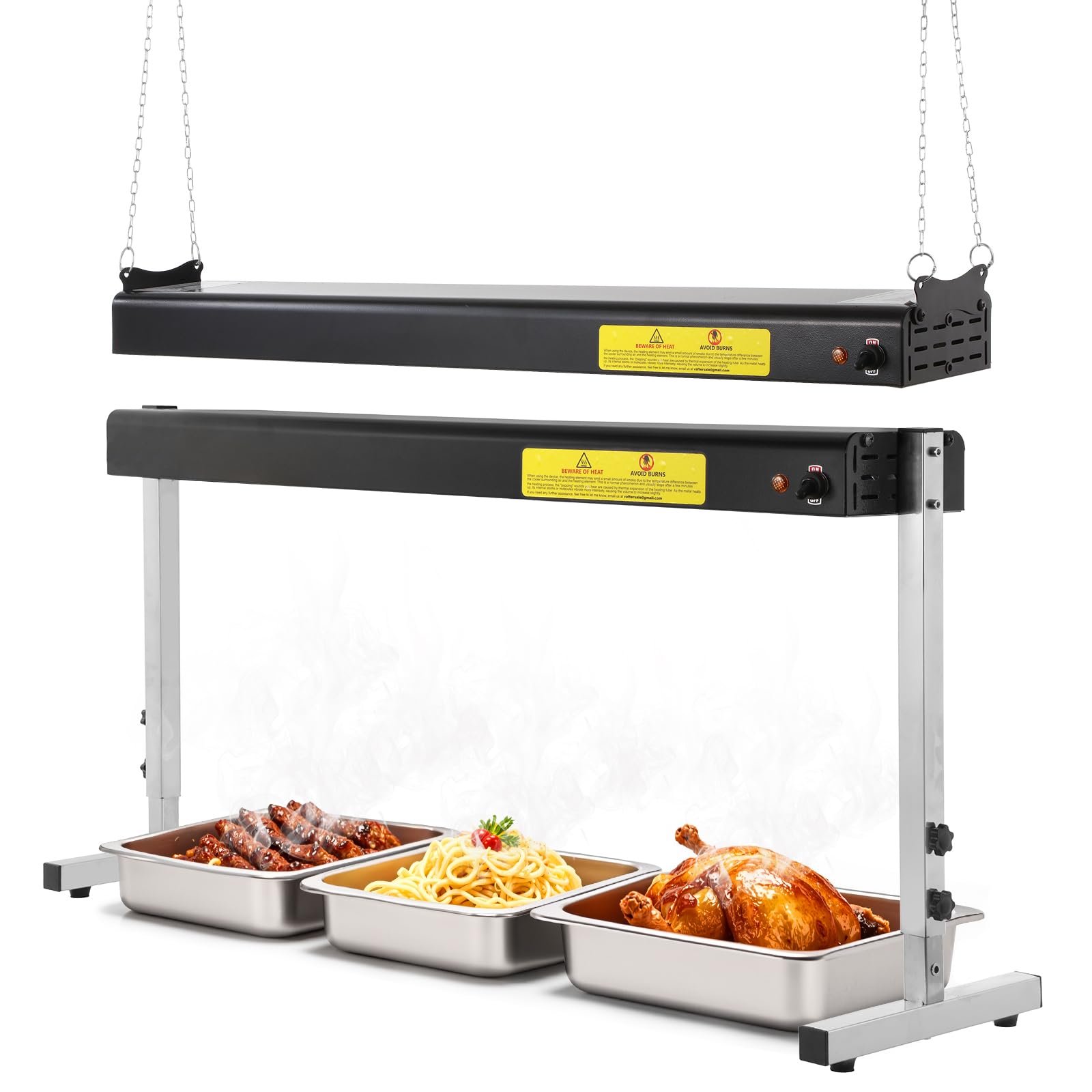 Photo 1 of Hiteemer 36-Inch Food Heat Lamp, 1000W Commercial Food Warmer Lamp Electric Strip Heater Overhead Stainless Steel Heat Lamps for Buffet Restaurant Parties Catering, Black 115V