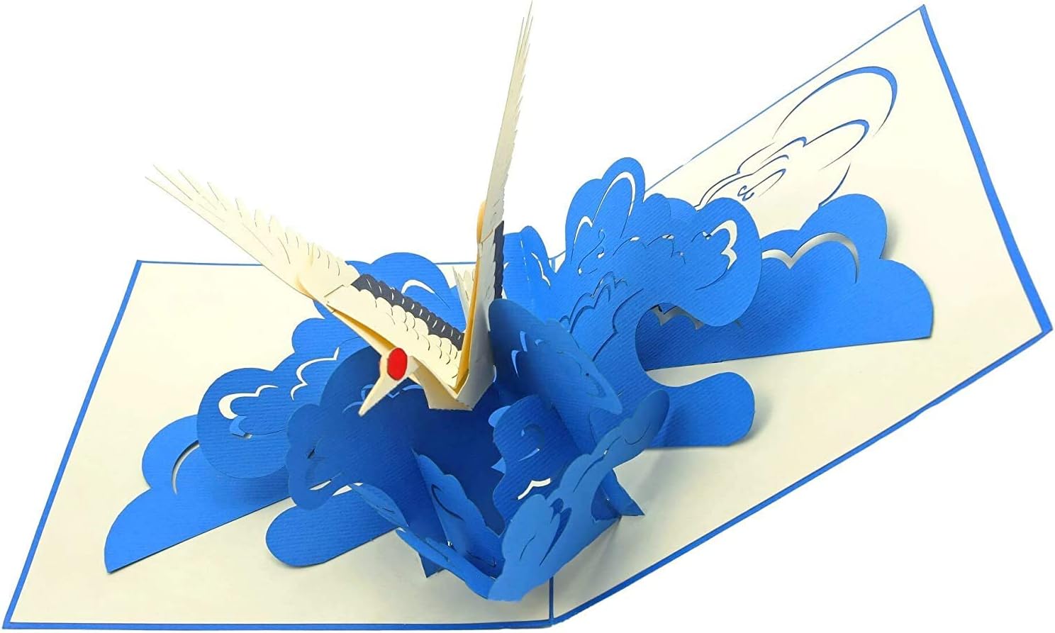 PopLife® Crane Bird Pop Up Card, 3D Card for All Occasions - Gift for Artists Birding, blue|white|beige, 6 x 6 inch - Image 3