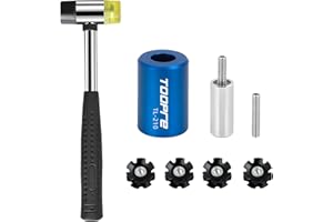 Mimoke Bike Bicycle Fork Star Nut Setting Installer Install Tool with 4 Free Star Nuts include Rubber hammer (With Rubber hammer)