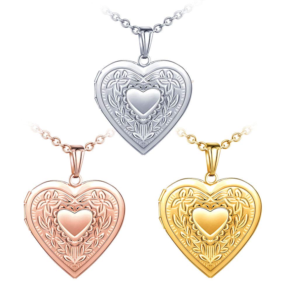 Love Heart Locket Necklace That Holds Pictures Woman Jewellery with Box Greeting Card