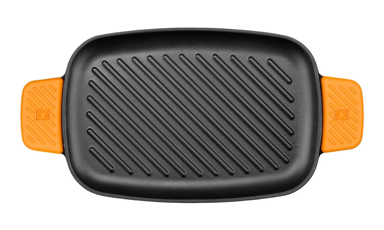 Braisogona Efficient Iron Rectangular Grill with Stripes, 35 cm