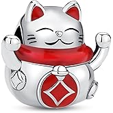 Nbsameng S925 Sterling Silver Charms Bead Compatible for Pandora Bracelets and Necklaces,lucky cat