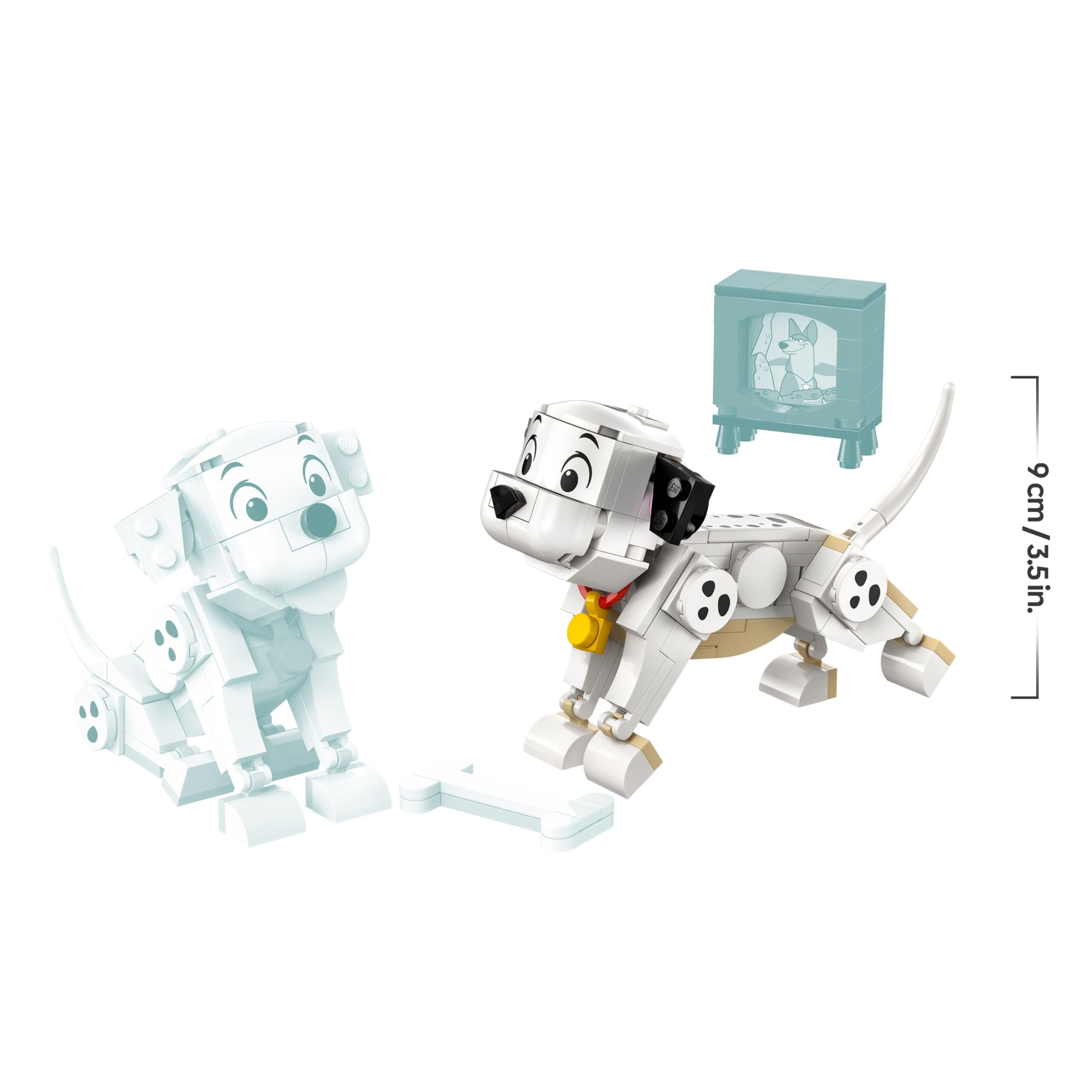 LEGO ǀ Disney Lucky & Penny 101 Dalmatiner - Welpen Spielset - Tierfiguren zum Spielen mit beweglichen Köpfen, Beinen & Schwänzen - Knochen & Fernseher - Geschenk für Mädchen ab 6 Jahren - 43271 9