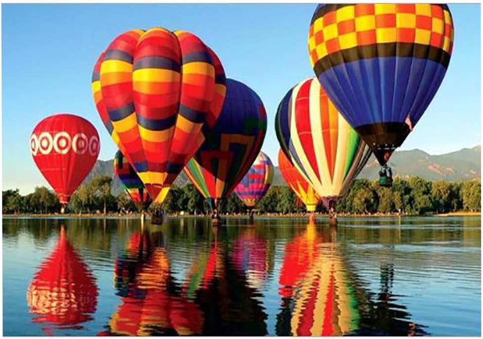 Jigsaw Puzzles 1000 Pieces for Adults Children's Puzzle Toy, Riverside Hot Air Balloon Landscape Jigsaw Puzzle, DIY Collectibles Modern Home Decoration Birthday Gift 29.53 x 19.69inch