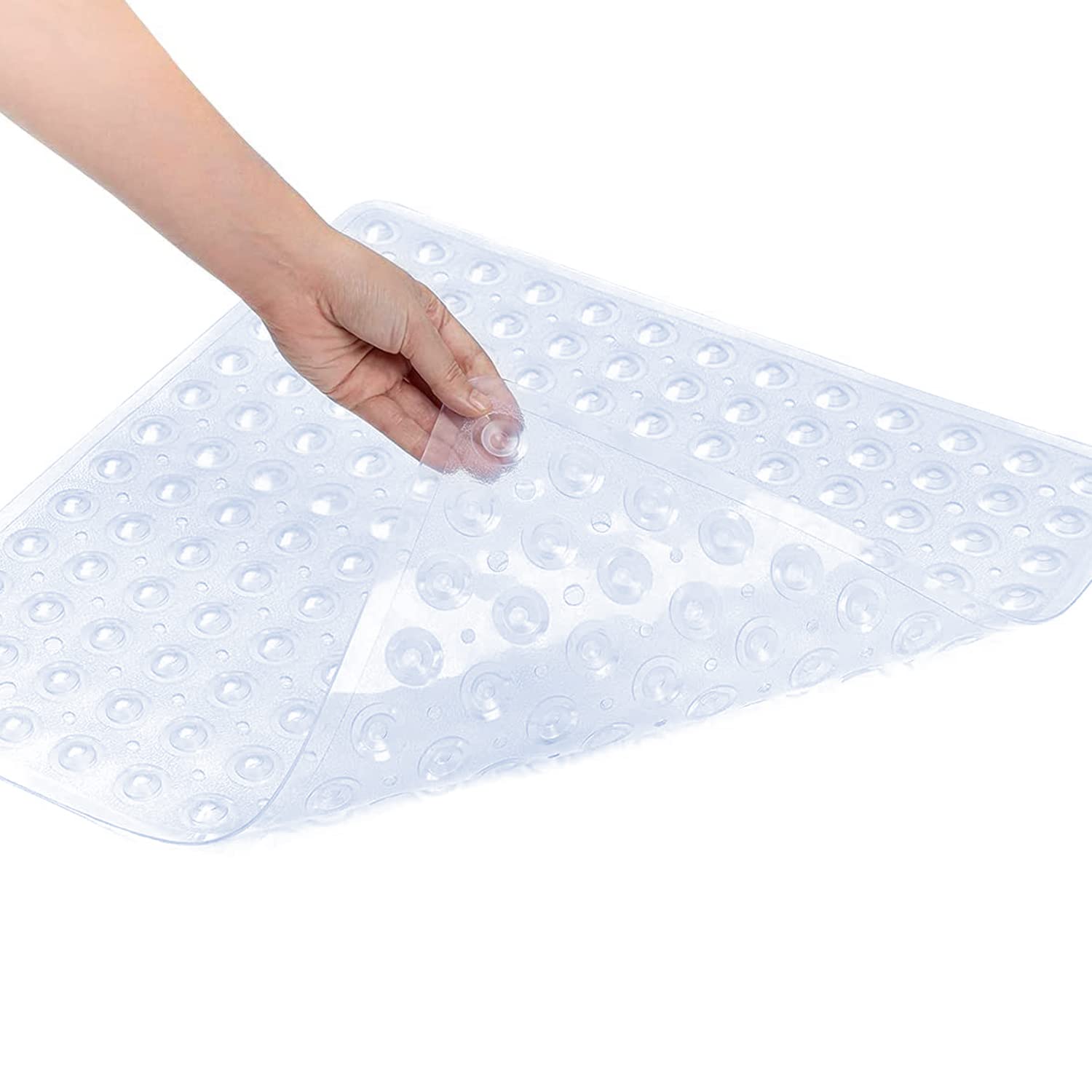 Hafaa Bath Mat Non Slip Anti Mould Rubber Shower Mat - Square Bathroom Mats 53x53cm with 164 Strong Suction Cups Grip and Drain Holes - Soft Touch Machine Washable Bathtub Mat (Clear)
