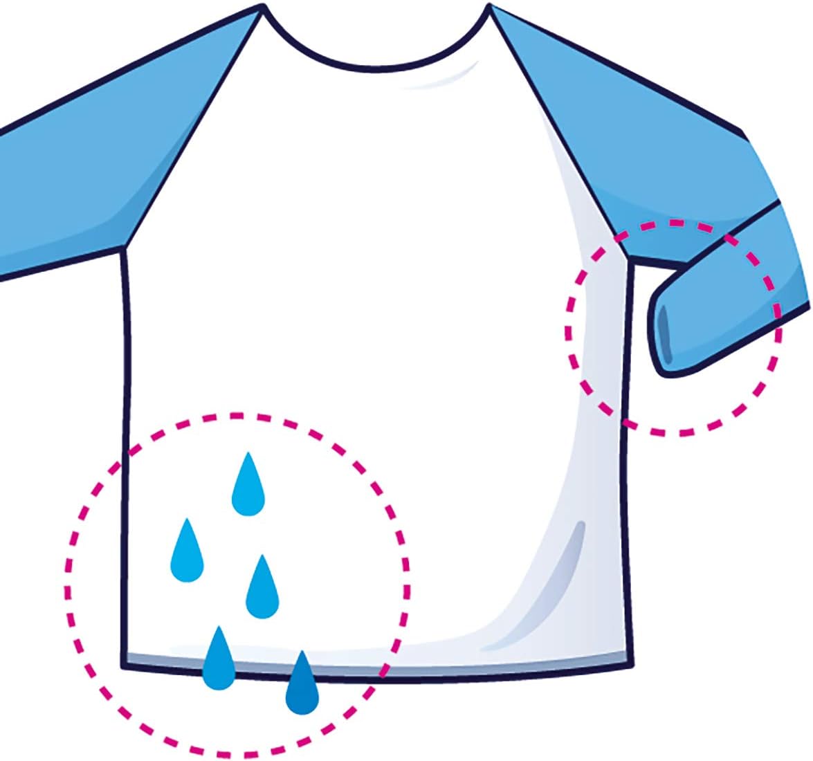 Maped Coloring and Paint Apron for Children Size L, Blue, Early Age Apron with Cartoon Pattern, Light Blue and White - Image 5