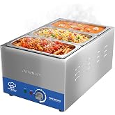 TOPKITCH ETL Listed 3-Pan 18L Commercial Food Warmer with Non-Leakage Stretch-Forming Water Tank &amp;3 of 1/3 Size GN Pan,Countertop Soup Station Bain Marie Steam Table For Buffet,Parties and Restaurants