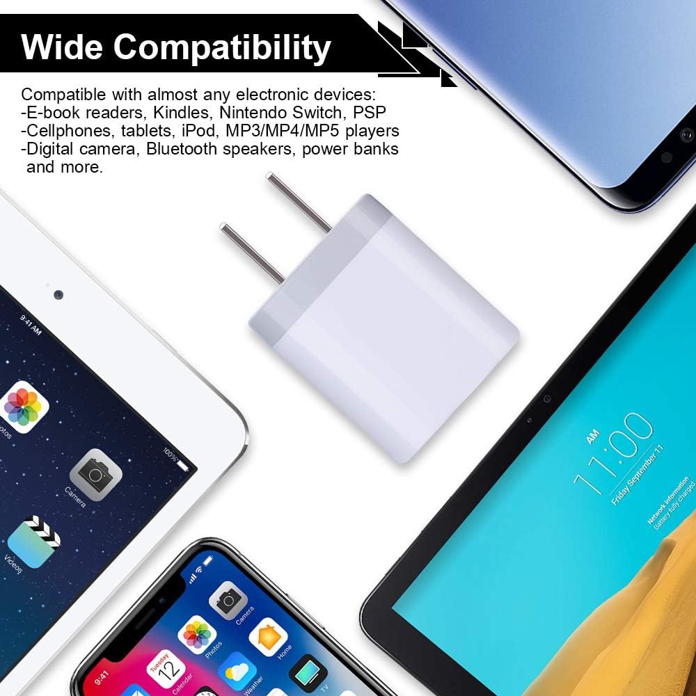 USB Wall Charger, Cube Charger 2 Port Charging Box 4Pack 2.1A/5V Home Travel Charger Plug USB Power Adapter Charging Station Base for iPhone 11 Pro Max XR XS X 8 7 6 6S Plus 5S 5, iPad, iPod, Samsung