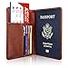 ACdream Passport Holder and Vaccine Card Holder Combo, Cover Wallet, Leather Travel Documents Organizer Protector, RFID Blocking, for Women/Men